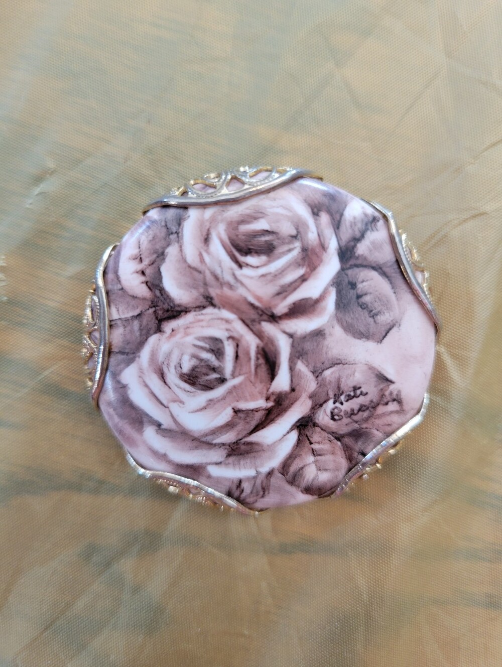 Vintage Floral Brooch Signed